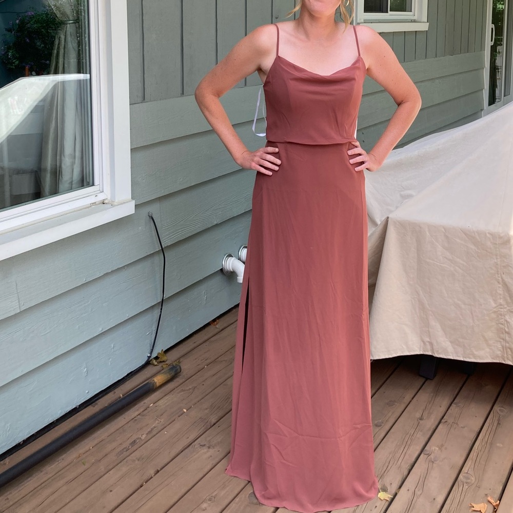Revelry skye chiffon dress bridesmaids dress cinnamon rose